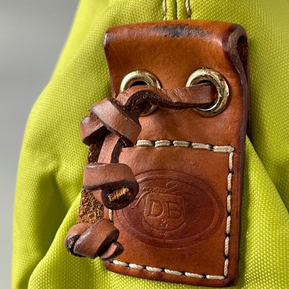 Dooney & Burke Green Nylon Brown Leather Trim/Strap Hobo Shoulder Bag - Picture 9 of 15